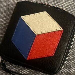 Min and Mon Black Wallet with Cube Design